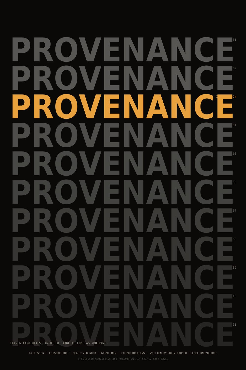 Provenance — episode 01 poster.